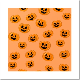 Jack-o-lantern Pumpkin Pattern Posters and Art